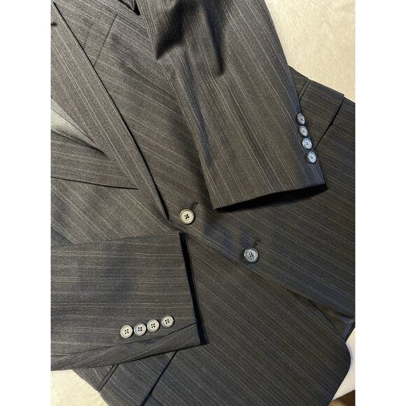 Vintage Christian Dior Mens 40R 32x29 Charcoal Gray Multi-Stripe Designer Suit - Picture 6 of 16